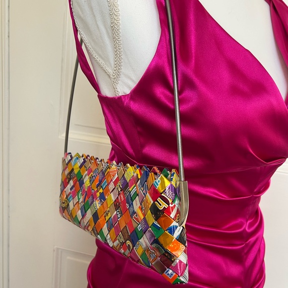 Handmade Candywrapper Multicolor Shoulder Bag - Picture 3 of 7